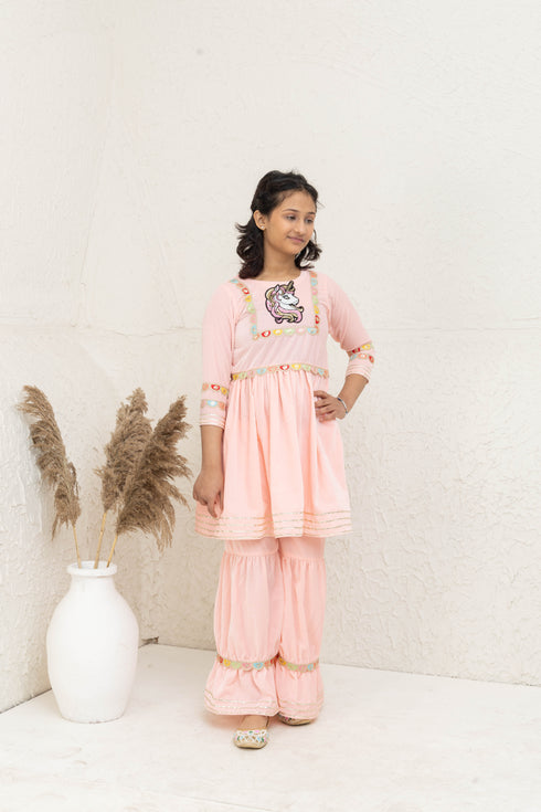 UNICORN PINK VELVET SUIT SET